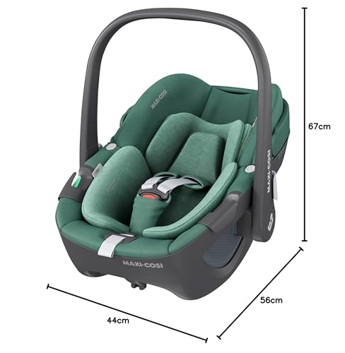 Maxi-Cosi Pebble 360 i-Size Babyschale Drehbar, Neugeborenen Autositz 360 Grad, 0–15 Monate (40–83 cm), Drehung mit einer, ClimaFlow, Easy-In-Gurt, G-CELL Seitenaufprallschutz, Essential Green - Meloni2