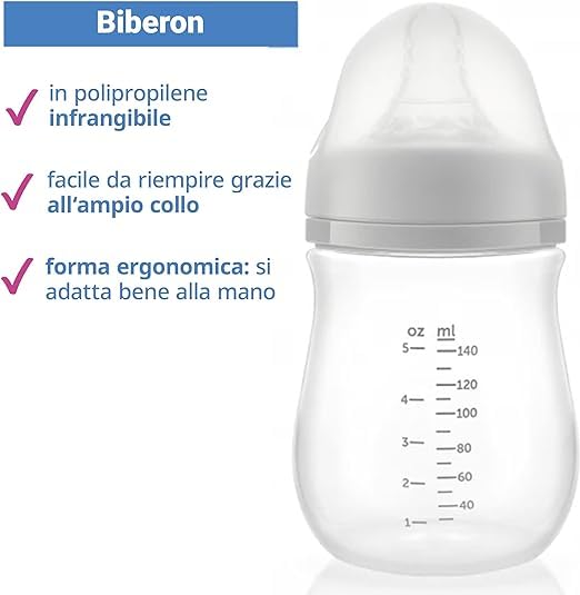 MiaMia 13-tlg. Babyflaschen Set – 6 Flaschen mit Silikon-Trinksaugern | Inkl. Milchpulverportionierer, Bürste & Abtropfständer | BPA-frei, Anti-Kolik & spülmaschinenfest | 2x 140 ml & 4x 260 ml - Meloni2