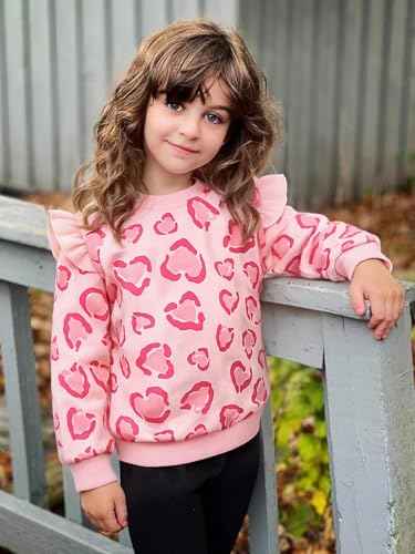 Balkorith Girls' Heart Pullover Cotton Children's Valentine's Day Sweatshirt Crew Neck Long Sleeve Winter Clothing Tops 2-7 Years