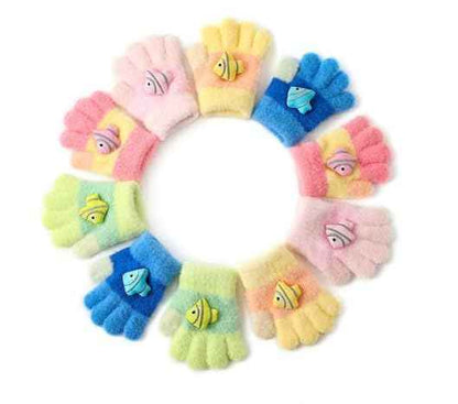 Children's Warm Winter Gloves / Mittens with Plush Lining, Cute Ski Gloves, 3 - 8 Years Old, for Skiing / Snowboarding / Playing / Running