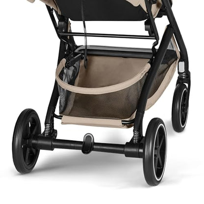 Cybex Gold Kinderwagen Beezy mit One-Pull Harness, Ab Geburt bis ca. 4 Jahre (max. 22 kg), Kompakt und ergonomisch, Magic Black (Schwarz mit schwarzem Rahmen)