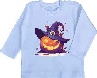 Shirtracer - Baby Long Sleeve Shirt - Babies - Scary Pumpkin | Scary Witch Pumpkin | Scary Pumpkin | Spooky Pumpkin | Pumpkin Face Halloween