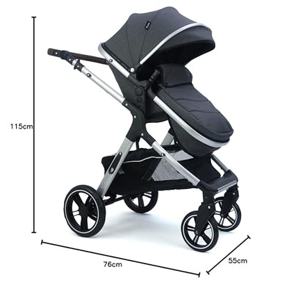 Pixini Nelio Kinderwagen Set 3in1 (dunkelgrau)