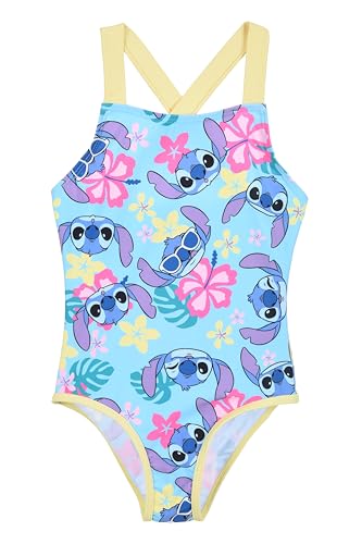 Disney Stitch Badeanzug für Mädchen, Tropisches Design Einteiliger Badeanzug, Größen 3 bis 8 Jahre