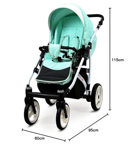 BabyLux® Bambimo Kinderwagen Set 3 in 1 - White Lux - incl. Babywanne, Buggy Sportsitz, Auto-Babyschale - Autositz - Kinderwagenset - Kombikinderwagen mit Wickeltasche, Regenschutz usw.