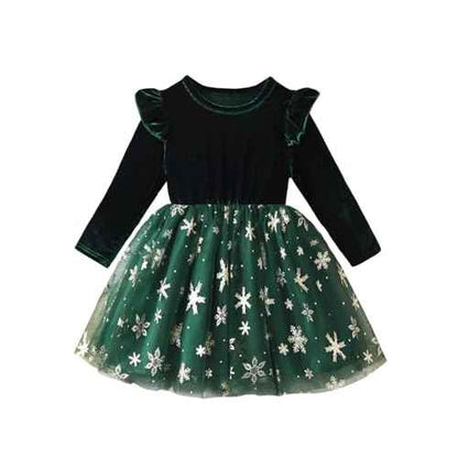 Weihnachtskleid Mädchen Baby Prinzessin Weihnachten Festkleider Partykleid Rundhalsausschnitt Herbst Winter Weihnachtsoutfit Sweatkleid A-Linie Kleinkind Rock Gedruckt Tüll Tutu
