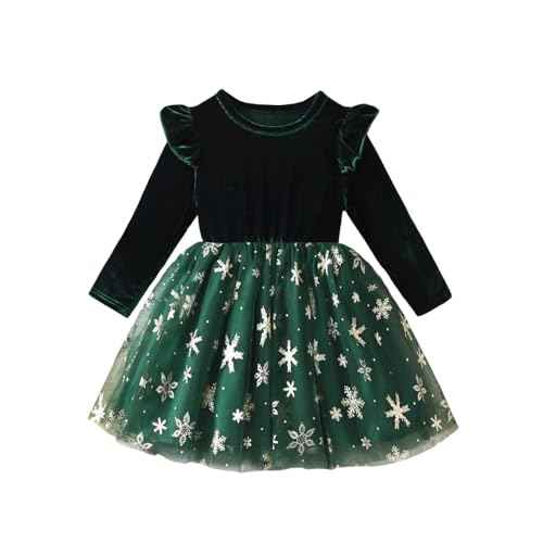 Weihnachtskleid Mädchen Baby Prinzessin Weihnachten Festkleider Partykleid Rundhalsausschnitt Herbst Winter Weihnachtsoutfit Sweatkleid A-Linie Kleinkind Rock Gedruckt Tüll Tutu
