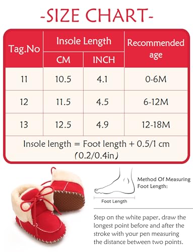 Adigau Baby Boys Girls Winter Boots Soft Sole Warm Boots Lace Flat Prewalker Snow Boots 0-18 Months