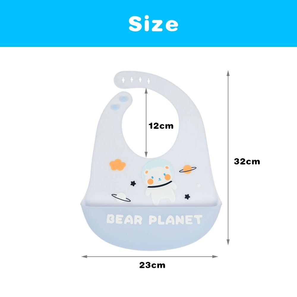 Vicloon Silikon Baby Lätzchen, 2 Stück Baby Lätzchen mit Auffangschale, BPA Frei, Einfache Reinigung, Wasserdicht Silikon-lätzchen für Jungen Mädchen, Kaninchen-Einhorn（Rosa）