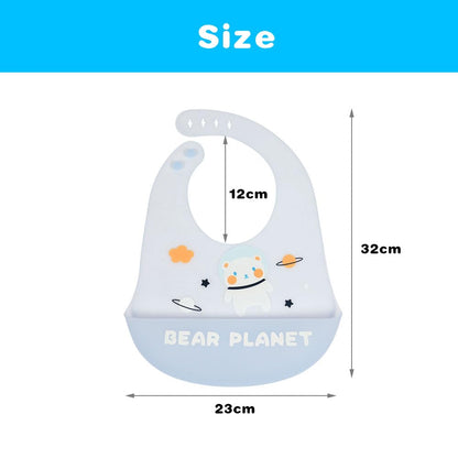 Vicloon Silikon Baby Lätzchen, 2 Stück Baby Lätzchen mit Auffangschale, BPA Frei, Einfache Reinigung, Wasserdicht Silikon-lätzchen für Jungen Mädchen, Kaninchen-Einhorn（Rosa）