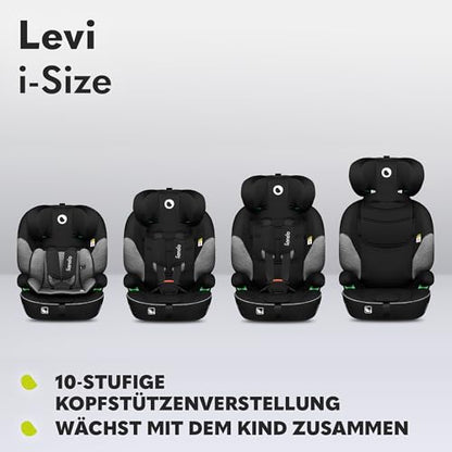 LIONELO LEVI I-SIZE 76-150 cm Kinderautositz, Gruppe 1 2 3, Seitenschutz, 10 Grad Kopfstützenverstellung Bequeme Armlehnen Verstellbare Rückenlehne, R129 i-Size - Meloni2