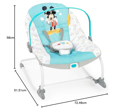 Bright Starts, Disney Baby Minnie Mouse Forever Besties, Wippe für Babies und Kleinkinder, mit beruhigenden Vibrationen, abnehmbarem Spielzeugbogen und 2 Spielzeugen, rose, 12209