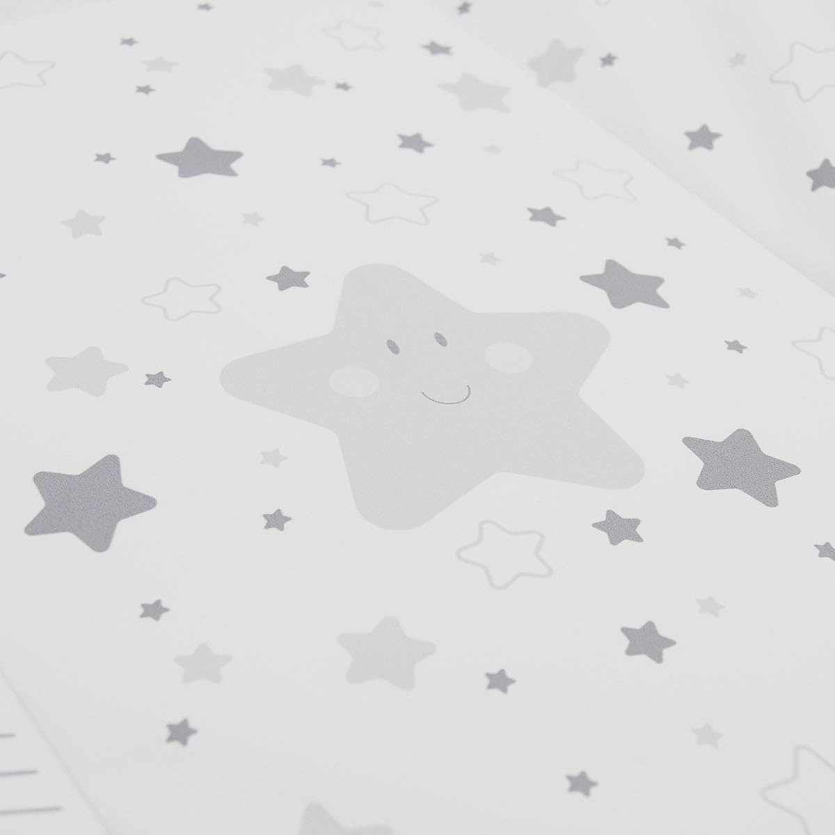 babyCalin Luxury Star Wickelauflage Dunkelgrau 50 x 70 cm - Mit aufgedruckter Maßtabelle