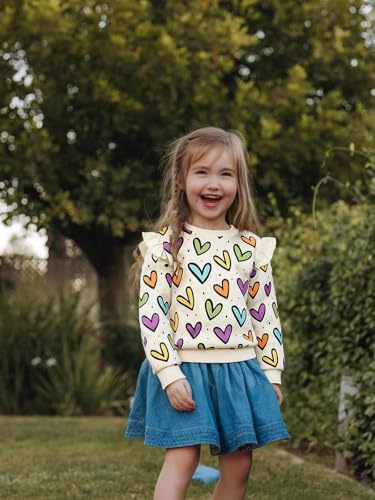Mädchen Herz Pullover Baumwolle Kinder Valentinstag Sweatshirt Crew Neck Langarm Winter Kleidung Tops 2-7 Jahre