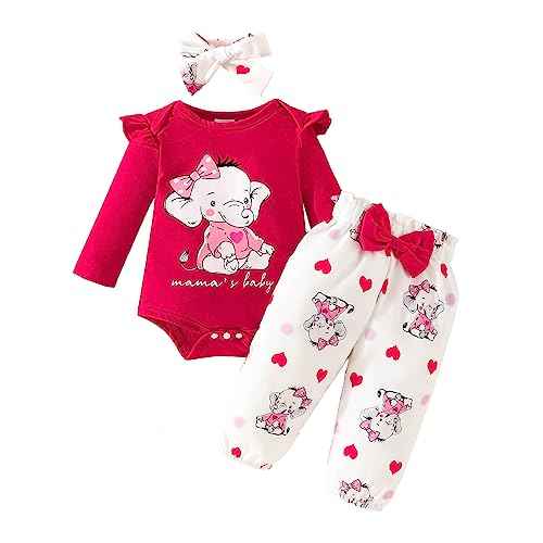 Toddler Girls Long Sleeve Cartoon Prints Romper Body Trousers Headbands Outfits Baby Clothing 6 Months Boy Baby Things For Girls
