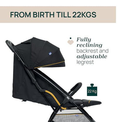 Chicco, Glee Pushchair from 0 Months to 4 Years with Automatic and Compact Closure, Extendable Hood with SPF 50+ and Rain Cover, 3-Level Adjustable Backrest, Leg Rest