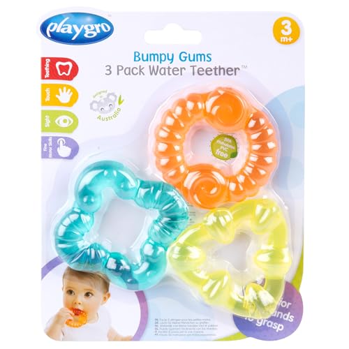 Playgro Beißring-Set Bumpy Gums, wassergefüllt, ab 3 Monaten, 3-teilig, Bumpy Gums, bunt, BPA-frei