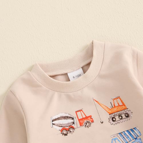 Baby Boys Soft Clothing Sets Toddler Cute Two Piece Outfit Long Sleeve Tractor Print Sweatshirt and Trousers Set Autumn Winter Jogging Suit 