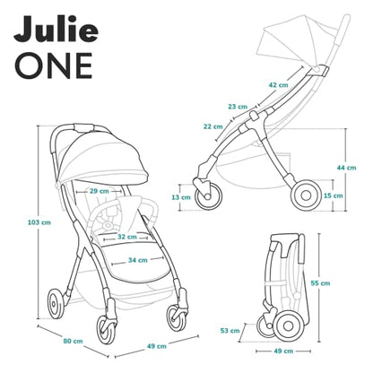 LIONELO Julie One Buggy Pushchair up to 22 kg, Adjustable Backrest and Footrest, Mosquito Net, Leg Warmer, Drink Holder and Transport Bag, Foldable