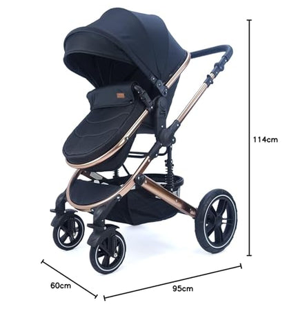 Pixini Neyla Combi Pushchair with Accessories (3-in-1 Set with Baby Seat Black/Black)