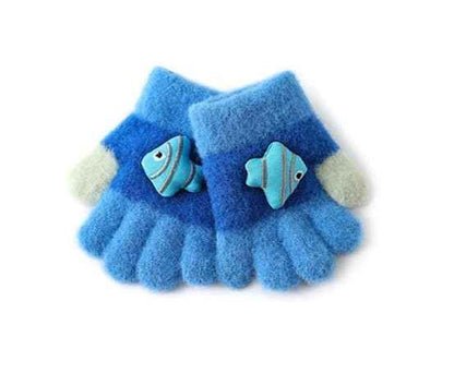 Children's Warm Winter Gloves / Mittens with Plush Lining, Cute Ski Gloves, 3 - 8 Years Old, for Skiing / Snowboarding / Playing / Running