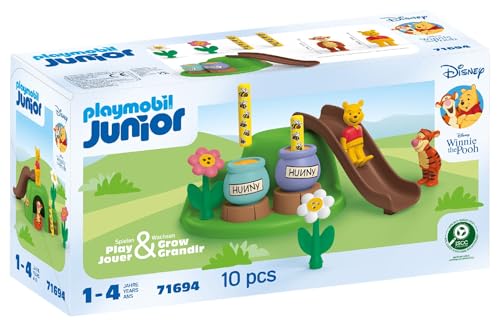 PLAYMOBIL Junior Disney Winnie the Pooh & Tiggers Bee Garden Sustainable Toy Made of Bio-Based Plastics for Children from 1 Year 71694