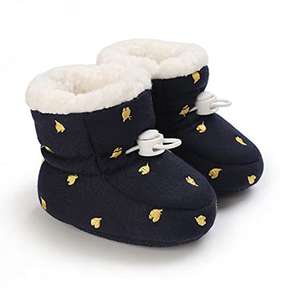 Tolaler Baby Newborn Fleece Booties Unisex, Thickened Lining, Warm Baby Winter Shoes, Adjustable Non-Slip with Soft Sole, Baby Booties/Everyday Wear (0–18 Months)