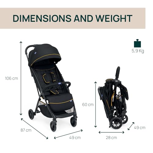 Chicco, Glee Pushchair from 0 Months to 4 Years with Automatic and Compact Closure, Extendable Hood with SPF 50+ and Rain Cover, 3-Level Adjustable Backrest, Leg Rest