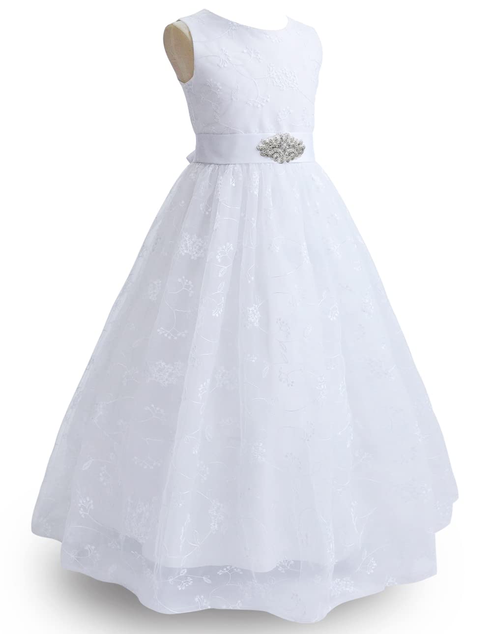 TYHTYM Blumenmädchen Kleid, Festzug, Hochzeit, Spitzenkleid, Abschlussballkleid, Mädchen, Partykleid, Flattern Ärmel, Weiß