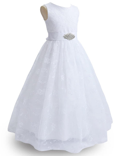 TYHTYM Blumenmädchen Kleid, Festzug, Hochzeit, Spitzenkleid, Abschlussballkleid, Mädchen, Partykleid, Flattern Ärmel, Weiß