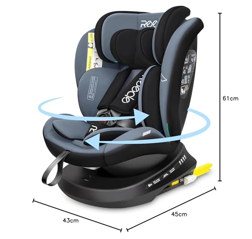 Reecle 360 Drehbar i-Size Kindersitz mit ISOFIX 40-150 cm (0-36 kg) Reboarder, ab Geburt -12 Jahre, ECE R129 - Meloni2