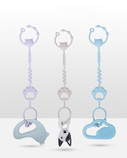 Schnullerkette aus Silikon,Schnullerband für Babys MäDchen und Junge,BPA-frei Sicherheitsgurte für Spielzeug,Einteiliger Schnullerhalter und Beißringspielzeug,2er-Pack (Leopard + Khaki)