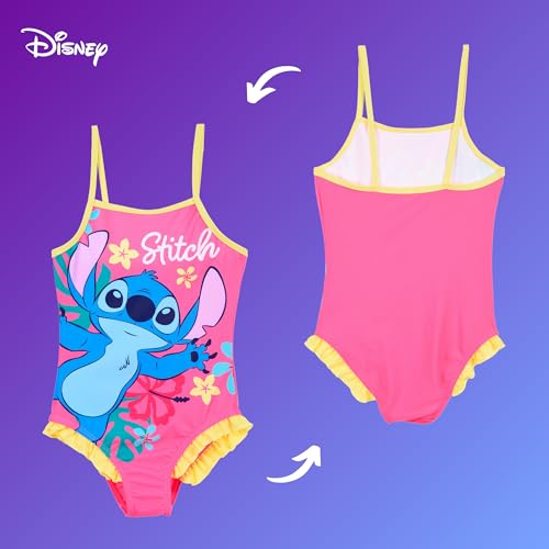 Disney Stitch Girls Flower Design Summer One Piece Swimsuit Kids Swimming Costume Sizes 3 to 8 Years