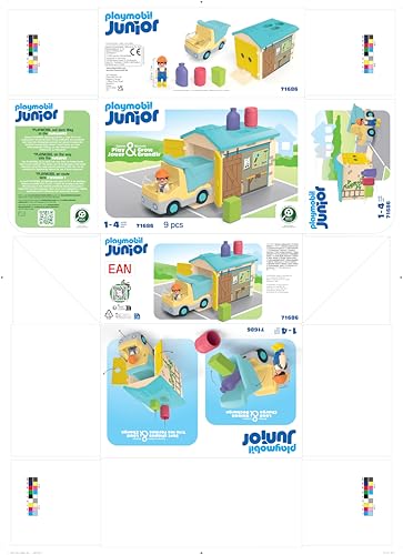 PLAYMOBIL Junior 71685 Dump Truck Sustainable Toy for Children from 1 Year Including Builder and Three Building Blocks