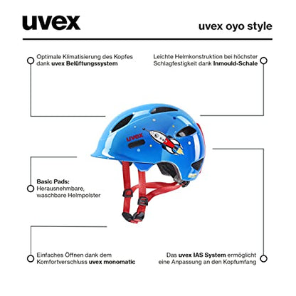 uvex oyo style - lightweight bicycle helmet for children - individual size adjustment - expandable with LED light 