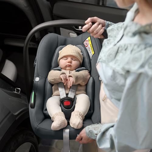 Maxi-Cosi Pebble i-Size, Babyschale, 0–15 Monate, 0–13 kg, 40–83 cm, leichter i-Size Kindersitz, Click&Go-Installation, G-CELL Seitenaufprallschutz, Sitzverkleinerer, Tonal Black - Meloni2