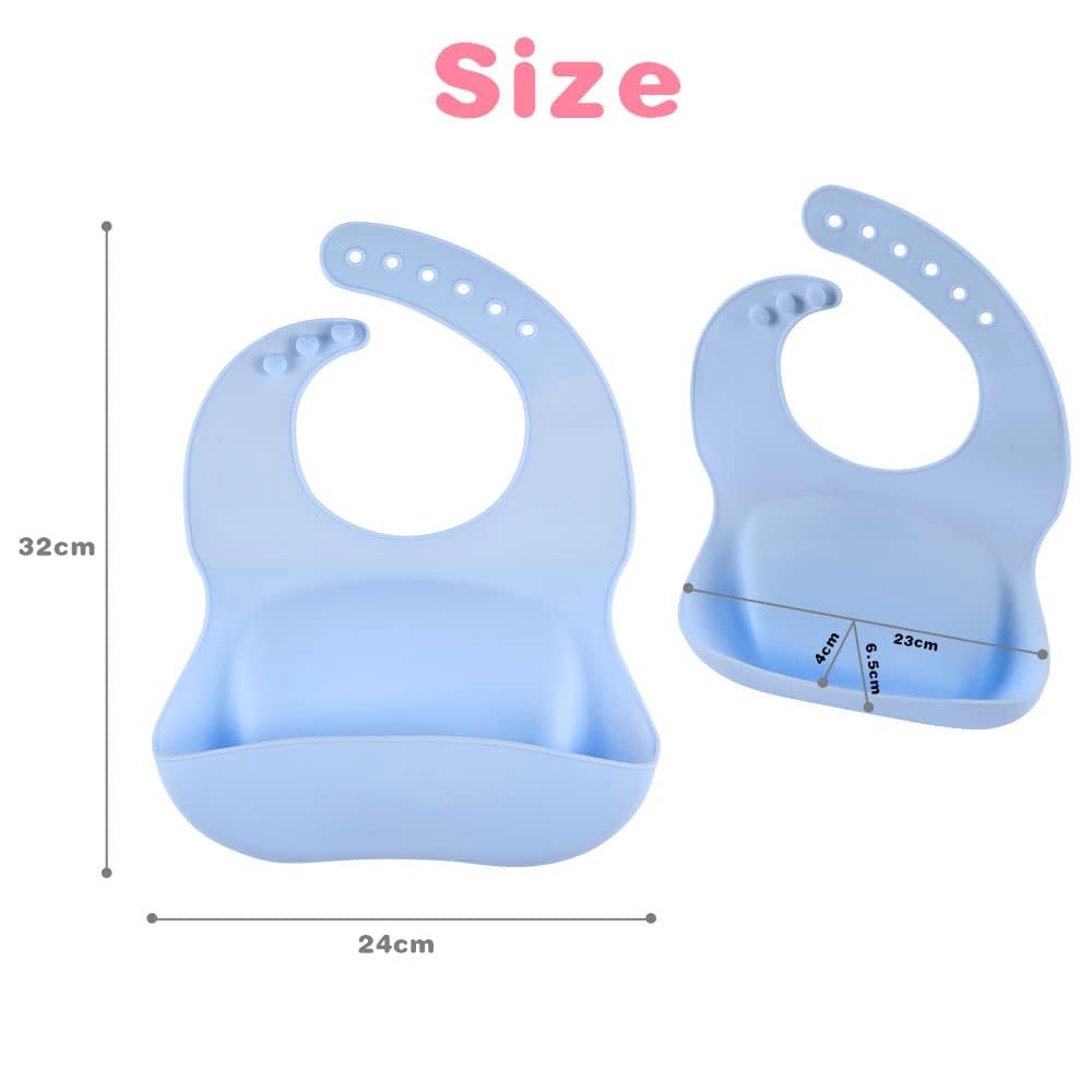 Vicloon Silikon Baby Lätzchen, 2 Stück Baby Lätzchen mit Auffangschale, BPA Frei, Einfache Reinigung, Wasserdicht Silikon-lätzchen für Jungen Mädchen, Kaninchen-Einhorn（Rosa）