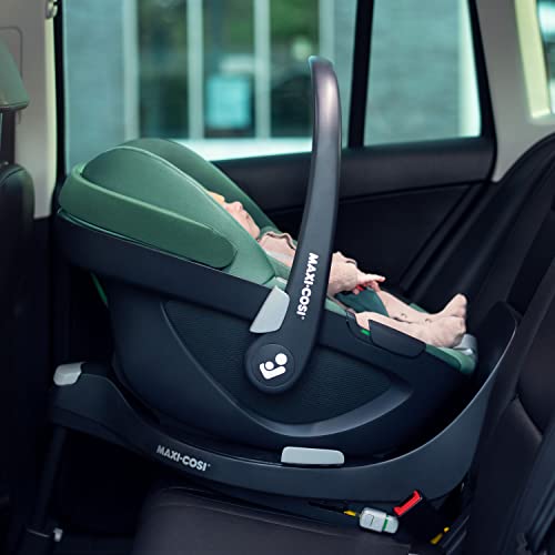 Maxi-Cosi Pebble 360 i-Size Babyschale Drehbar, Neugeborenen Autositz 360 Grad, 0–15 Monate (40–83 cm), Drehung mit einer, ClimaFlow, Easy-In-Gurt, G-CELL Seitenaufprallschutz, Essential Green
