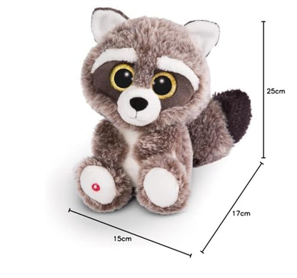 NICI Glubschis: Das Original – Waschbär Clooney 25 cm – Kuscheltier Augen – Flauschiges Plüschtier mit großen Glitzeraugen – Schmusetier für Kuscheltierliebhaber – 45569