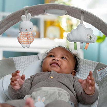 Ingenuity, InLighten Babywippe Babyschaukel mit Lichtern, Nate Bunny, Spielzeugleiste, Vibrationen, Geräuschen, Tummy Time Kissenmatte, bis zu 20 lbs, Neugeborenes+