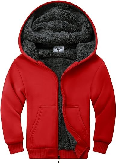 JACKETOWN Boys' Sweat Jacket Lined Children's Hoodie Sweatshirt Hoodie Fleece Jacket with Hood Long Sleeve Warm Winter Jacket Classic Pullover with Zip