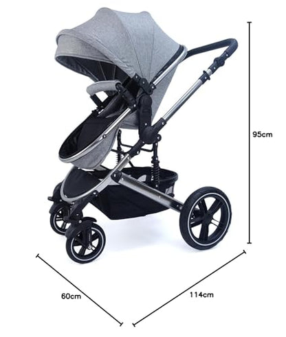 Pixini Neyla Combi Pushchair with Accessories (3-in-1 Set with Baby Seat Black/Black)