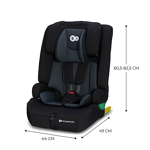 Kinderkraft SAFETY FIX 2 I-SIZE 76-150 cm Kindersitz 9-36 kg, Kinderautositze mit isofix, Einstellung der Kopfstütze, spezielle Sicherheitssysteme, 5 punkt gurte, Einsatz im set, Schwarz