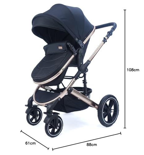 Pixini Neyla Combi Pushchair with Accessories (3-in-1 Set with Baby Seat Black/Black)