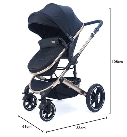 Pixini Neyla Combi Pushchair with Accessories (3-in-1 Set with Baby Seat Black/Black)