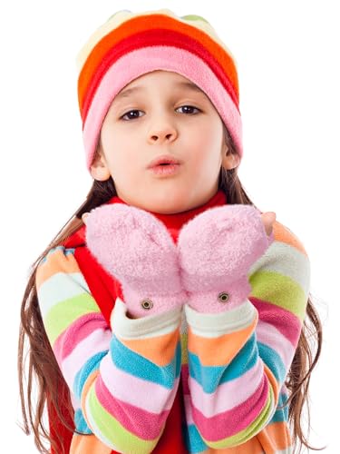Geyoga 3er Pack Fingerlose Handschuhe mit Klappe Damen Winter Halbfinger Fäustlinge Handschuhe für Kinder