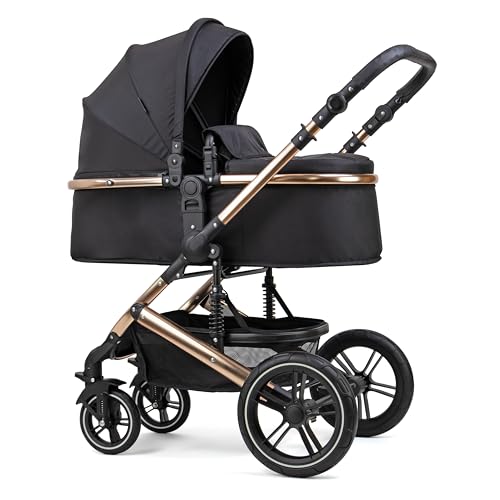 Pixini Neyla Combi Pushchair with Accessories (3-in-1 Set with Baby Seat Black/Black)