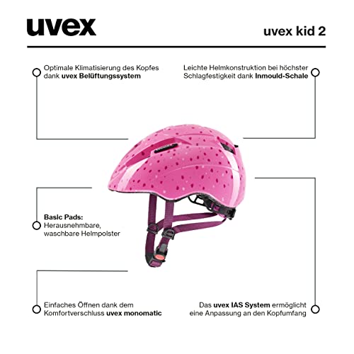 uvex Kid 2 - Lightweight bicycle helmet for children - individual size adjustment - expandable with LED light 