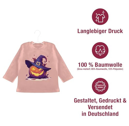 Shirtracer - Baby Long Sleeve Shirt - Babies - Scary Pumpkin | Scary Witch Pumpkin | Scary Pumpkin | Spooky Pumpkin | Pumpkin Face Halloween