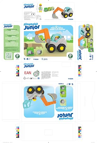 PLAYMOBIL Junior 71685 Dump Truck Sustainable Toy for Children from 1 Year Including Builder and Three Building Blocks